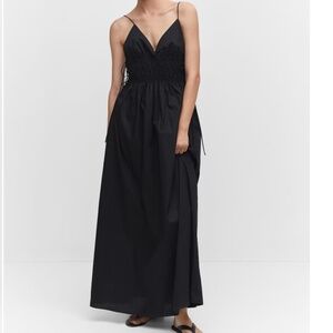 MANGO Cotton Dress with Side Ties Black - Small NWT